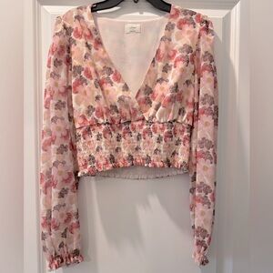 Wilfred by Aritzia Smocked Crop Blouse